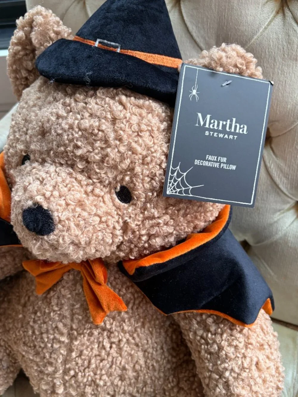 Martha Stewart Halloween Teddy Bear wearing a Cape Throw Pillow